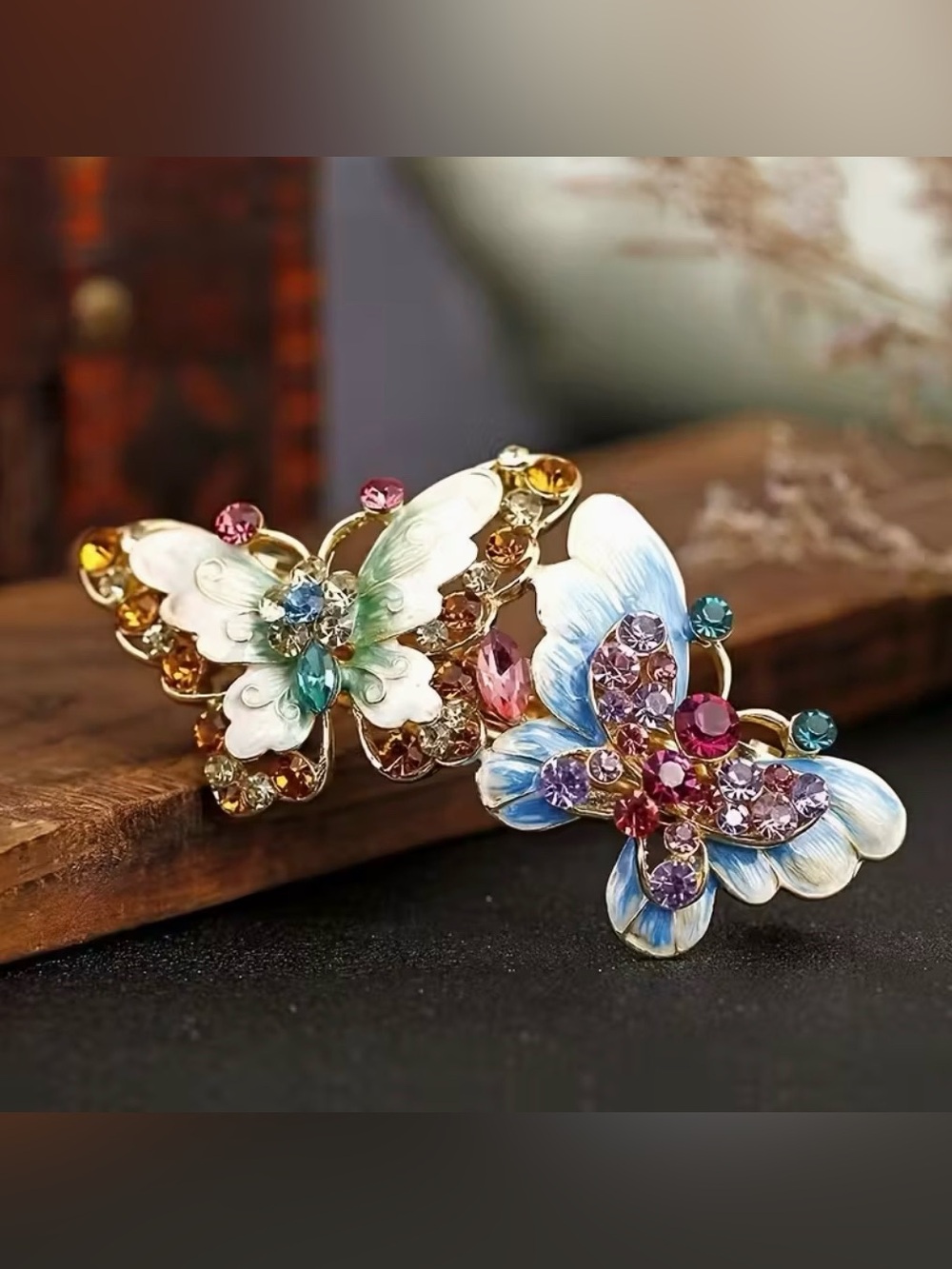 Butterfly Multicolor Rhinestone Embellished Barrette Hair Clip Barrette New